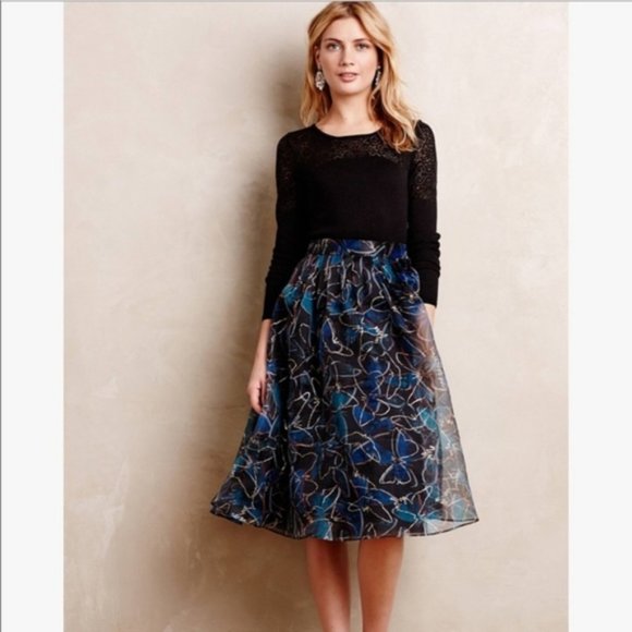 Moulinette Soeurs Anthropologie Butterfly Skirt Size O - Picture 3 of 7